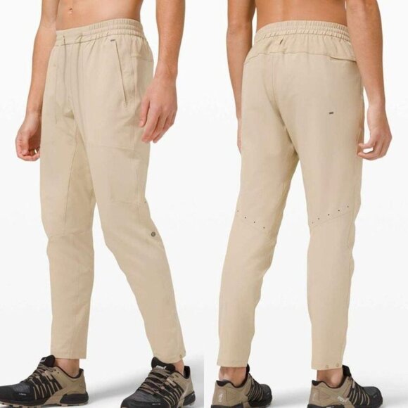 Lululemon License To Train Pant 30" Snap Hem Drawstring Stretch Beige